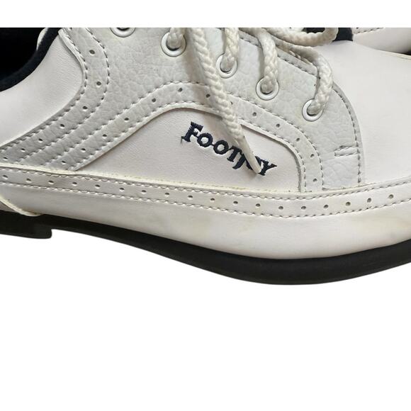 Footjoy Womens Golf Shoes Size 8.5m Greenjoys Soft Spikes Logo Lace Up White - Picture 8 of 11